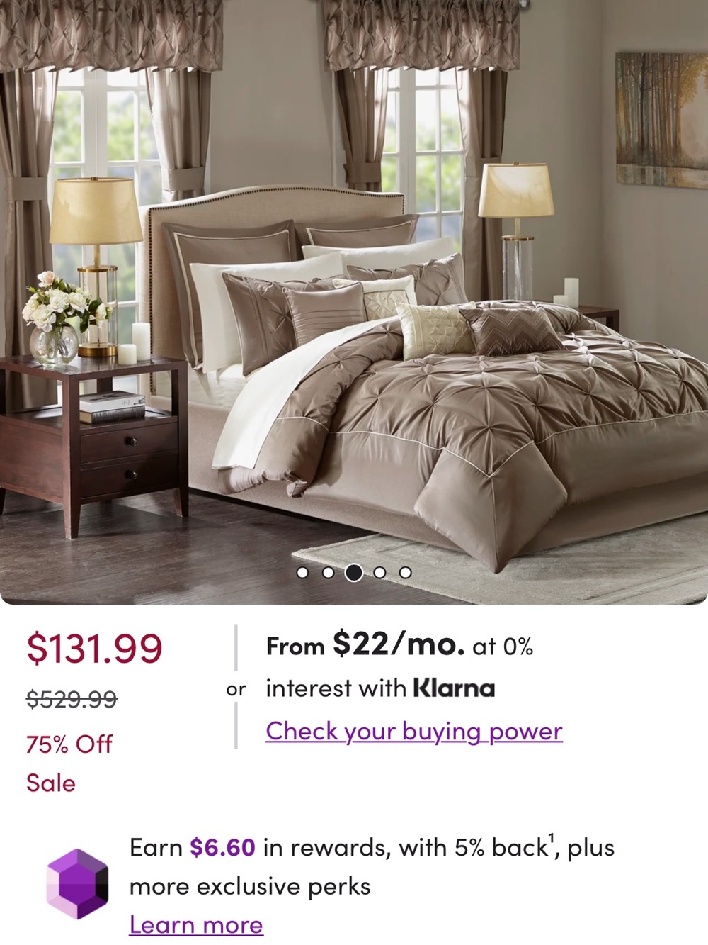 Luxury Pintuck Comforter Set in Taupe - Plush Home Bedding